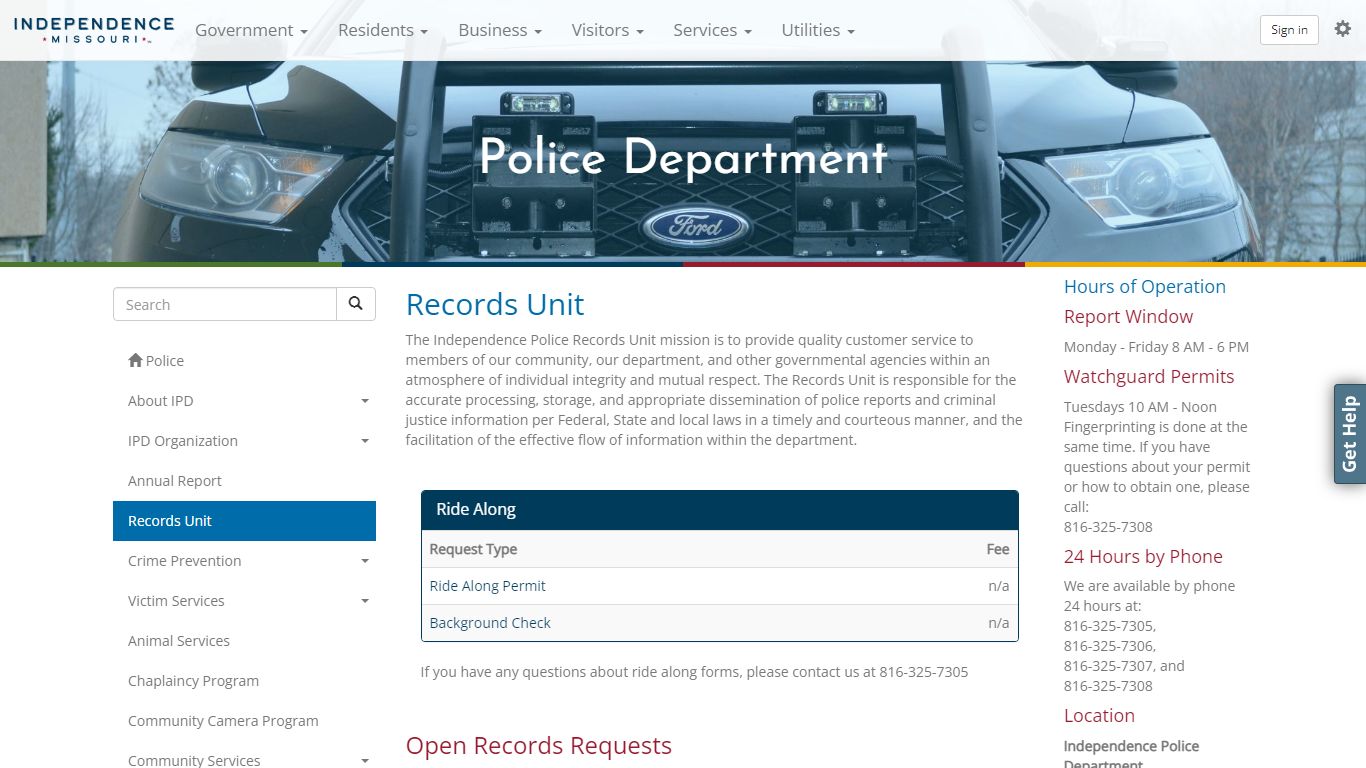 Police Department: Records - City of Independence, Missouri