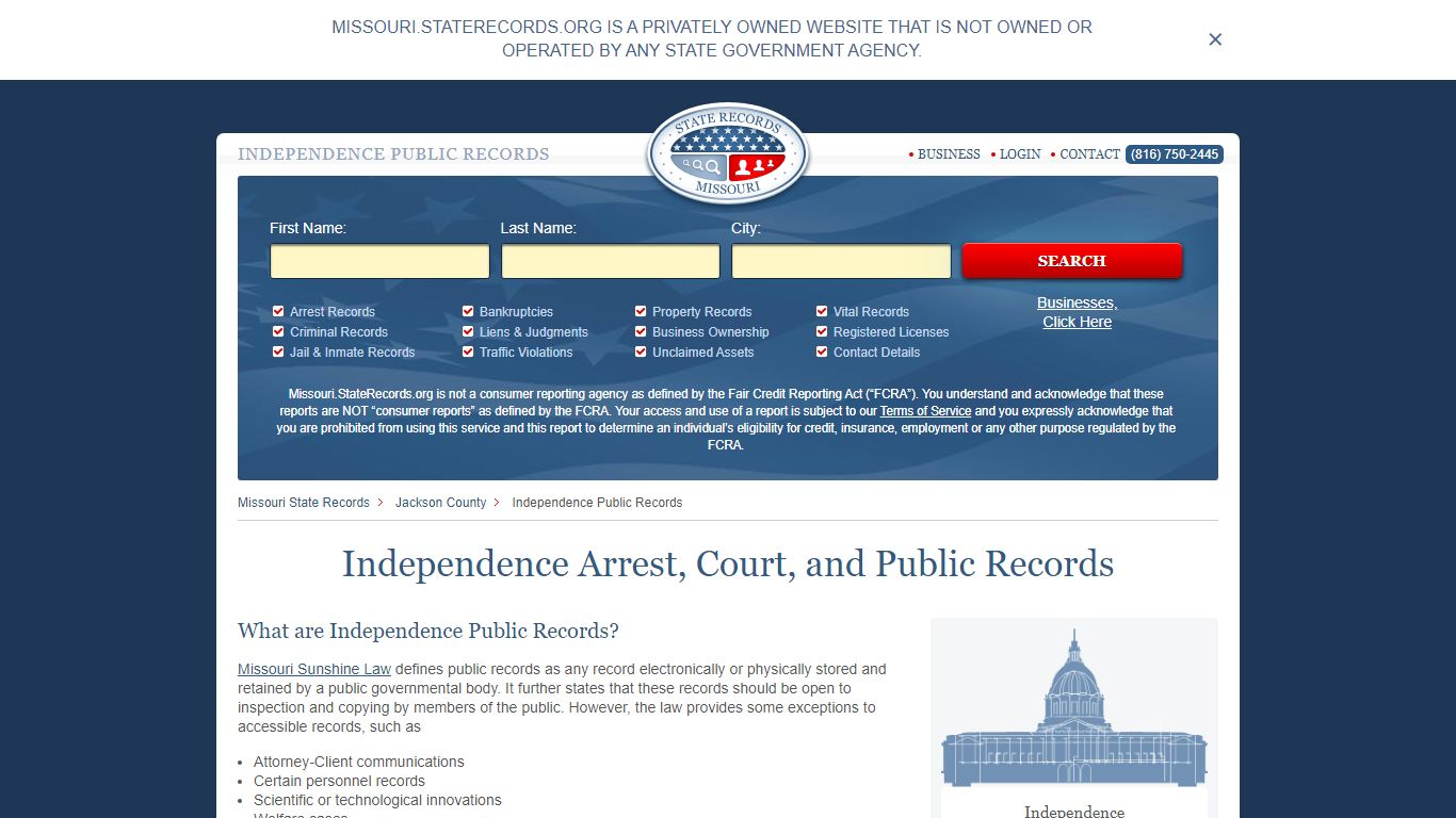 Independence Arrest and Public Records | Missouri.StateRecords.org