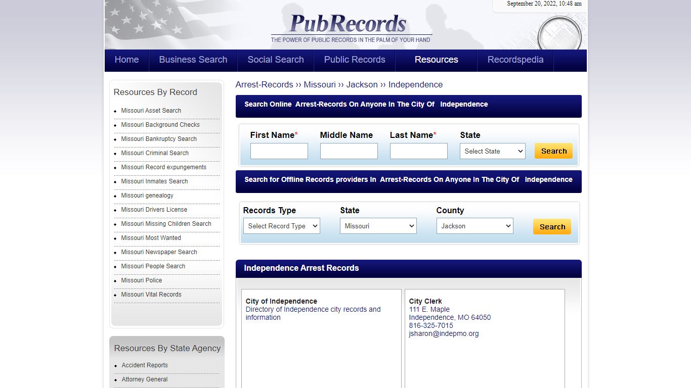 Independence, Jackson County, Missouri Arrest Records